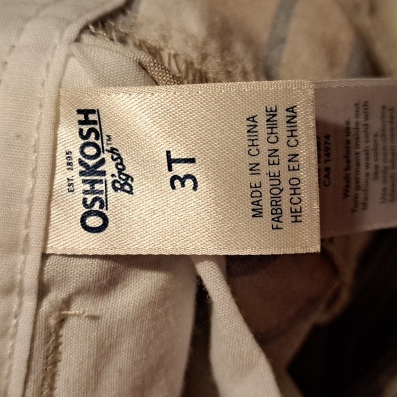 Oshkosh boys size 3T striped overalls, blue, tan, cream stripes NWT - Picture 7 of 8